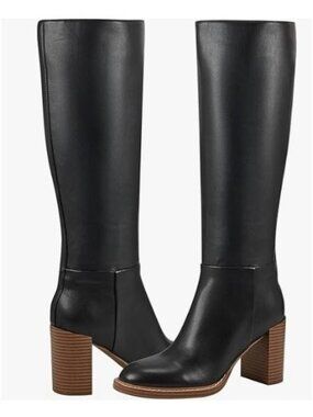 Nine West Womens Sleek Black Heeled Fashion Booties Temas Dress Boots Size 6.5